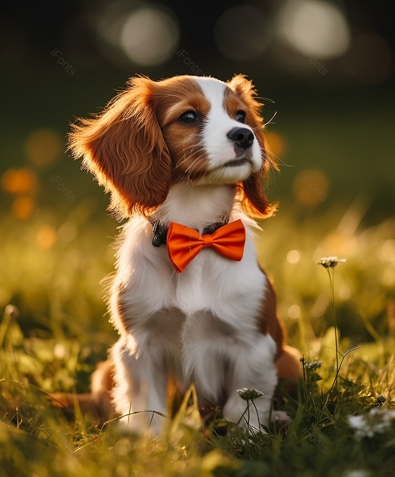 骑士查理王猎犬小狗坐着,高清,摄影图,摄影图片,图片大全,摄影图免费下载